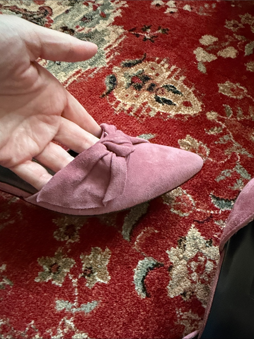 Paul Green Pink Suede Pointed Toe Knot Pumps - Picture 6 of 7
